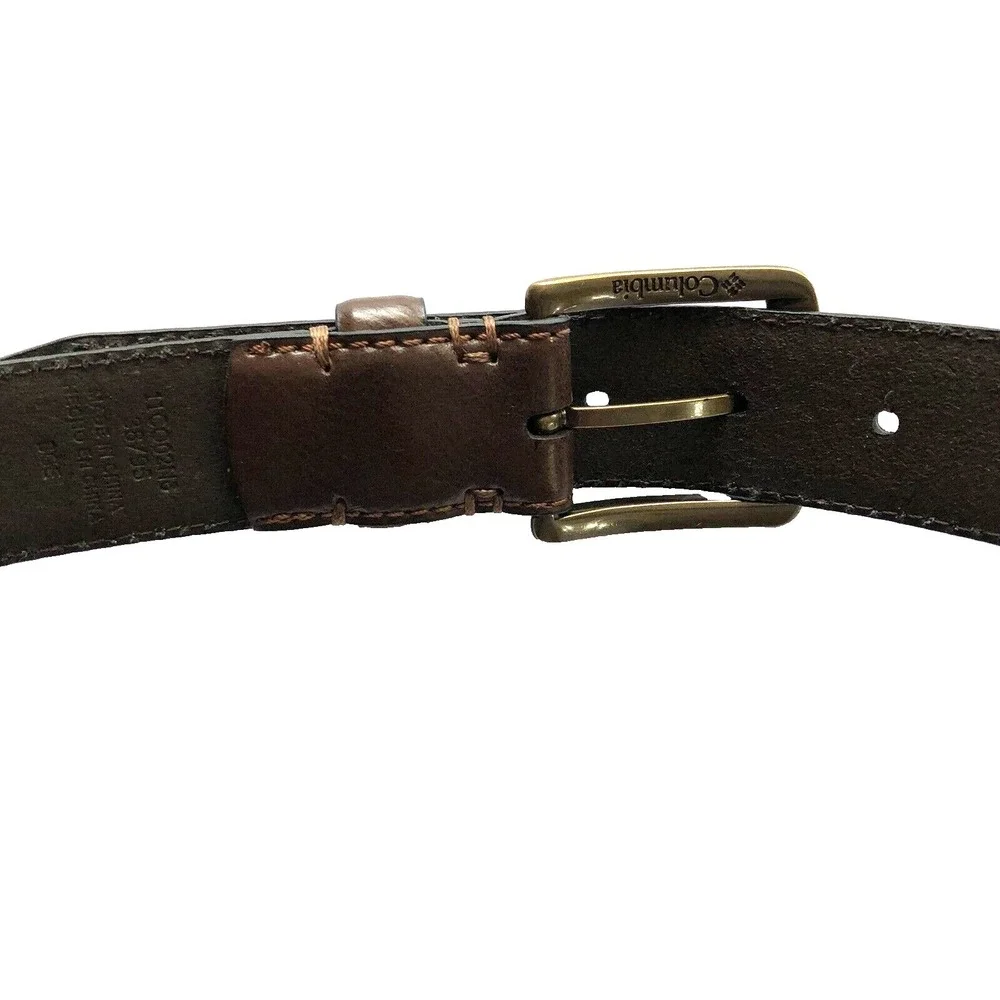 Columbia Belt Mens 38 Brown Leather Braided Center Design Dress Casual waist